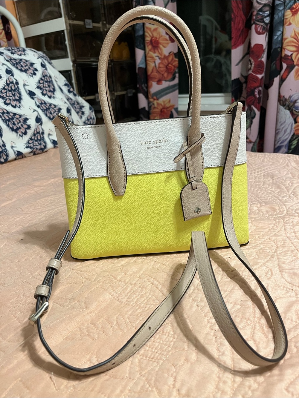 kate spade lemon yellow 2way bag